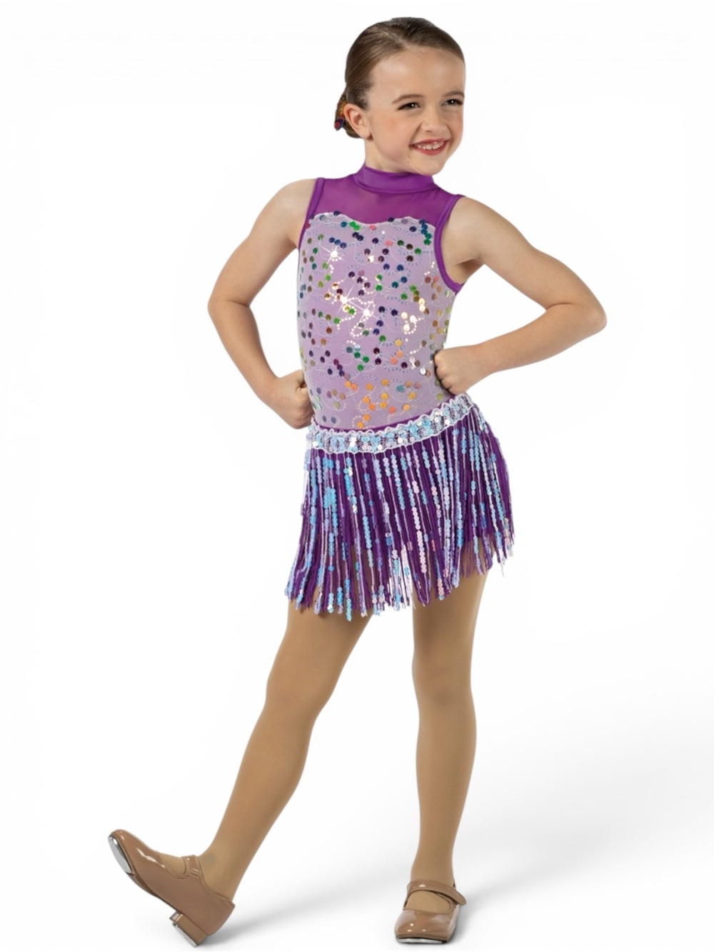 Weissman Jump In The Line Peplum & Fringe 3-In-1 Dance Set & Hair Clip 14411 XSC